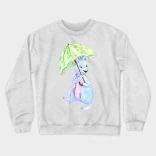 Rabbit With Umbrella Crewneck Sweatshirt